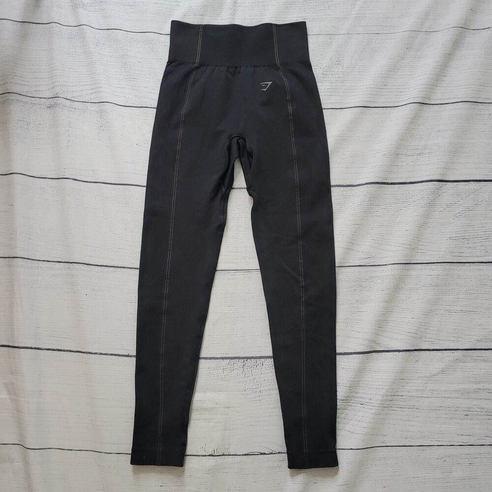 Gymshark Size EST XS Sport Sculpt Leggings Black Mesh Panels Curved‎ Seams